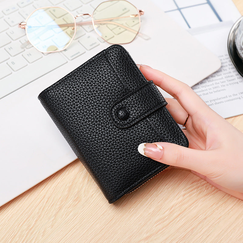 Ladies' Short Wallet With Lychee Pattern