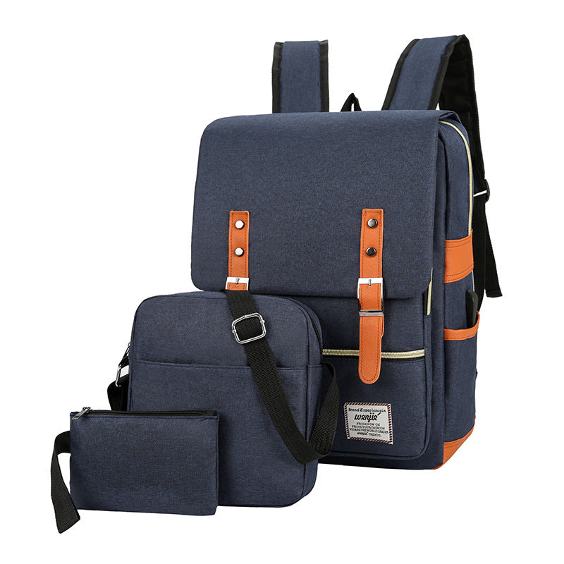 Three-piece Backpack Large Capacity Simple Business Computer Bag