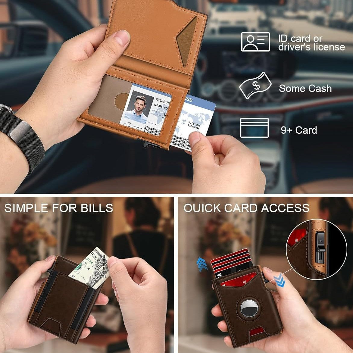 Men's RFID Anti-theft Brush Aluminum Alloy Card Bag